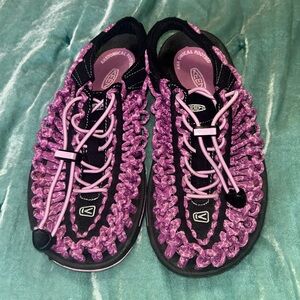 KEEN Cord Athletic Canvas Sport Sandals Size 5 Pink Gray Contour Arch